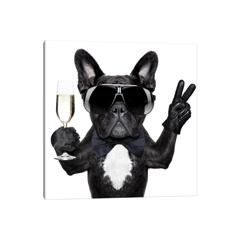 Cocktail Dog par Damedeeso - Toile tendue avec châssis sur toile tendue, H 12 po x l 12 po x P 0,75 po