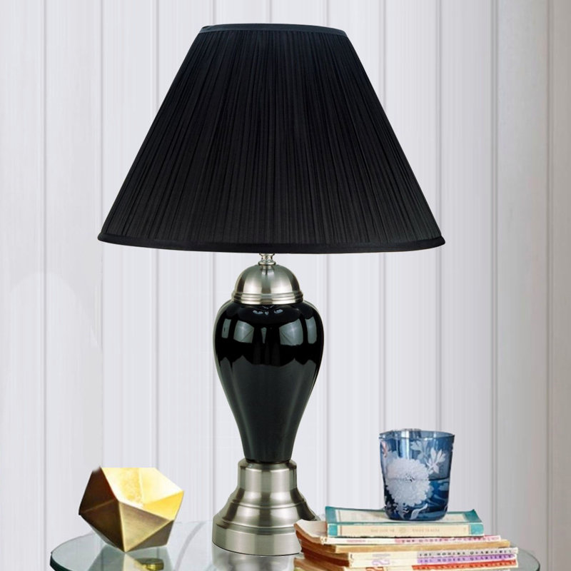 Lampe de table artisanale élégante 1Pc, Black, Noir / argenté, Rotary Socket