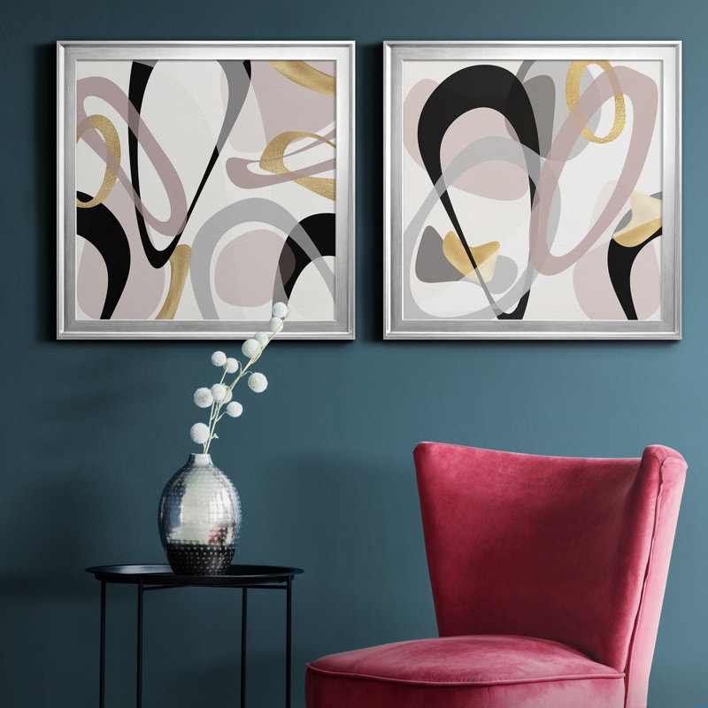 «Rumble Golden I», ensemble de 2 impressions sur toile encadrées, Argent, H 22,5 po x l 45 po x P 1,5 po