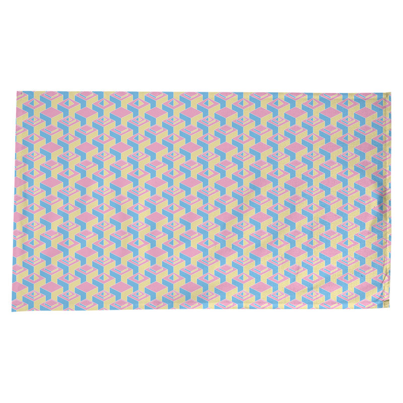 Classic Skyscrapers Tablecloth, Blue/Pink/Yellow