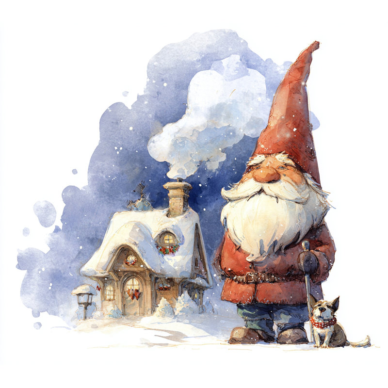 Toile de chalet gnome d'hiver, H 12 po x l 12 po
