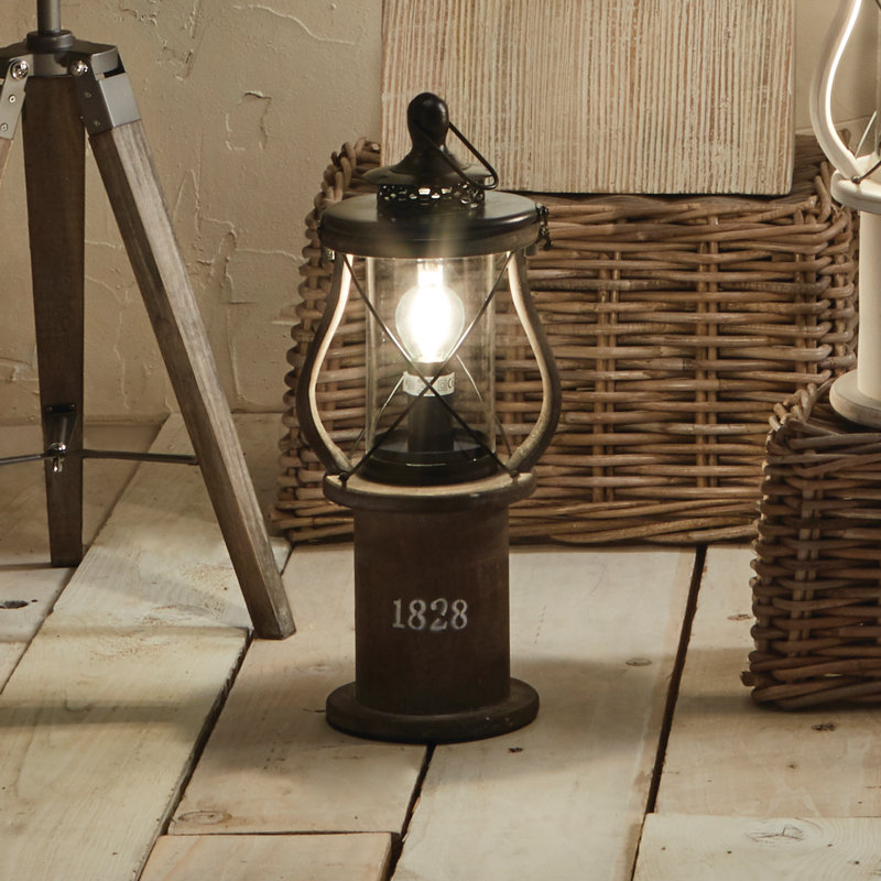 Aleah Wood Table Lamp, Grey