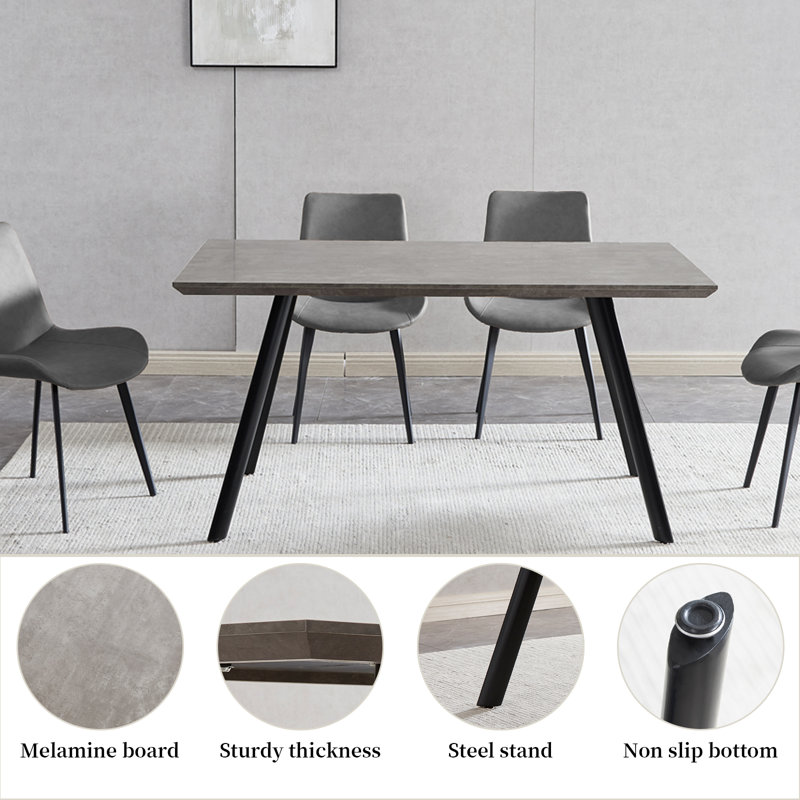 Greet Rectangular Kitchen Dining Table Set, Modern Kitchen Dining Table with Upholstered Dining Chairs, Gray