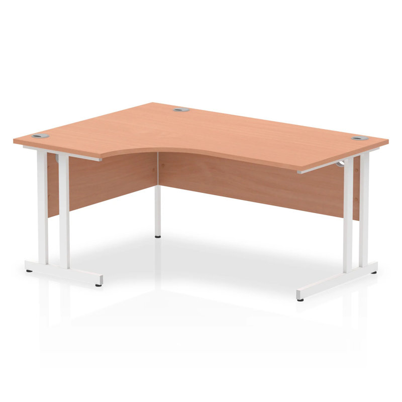 Impulse L-Shape Computer Desk, Beech/White, 73cm H x 160cm W x 120cm D, Left Hand Facing