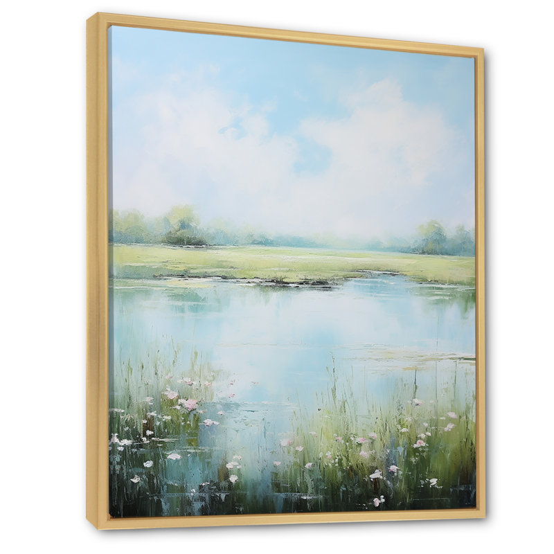 «Meadow Tranquil Waters I», reproduction d'art sur toile Meadow, Cadre naturel flottant, H 44 po x l 34 po