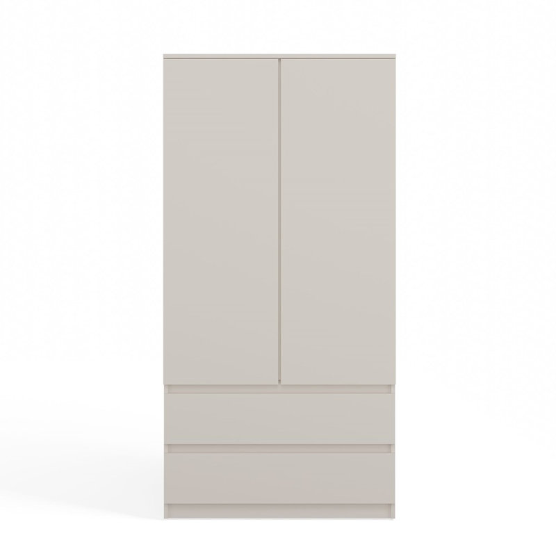 Jonathin 2 Door Solid + Manufactured Wood Wardrobe, Beige