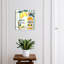 Wall mounted key box, Opens to the left, 30x30x5, White, A bottle of limoncello, a can of sardines, and lemons, 