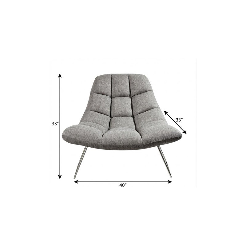 Fauteuil papillon capitonné 40 po gris et argent
