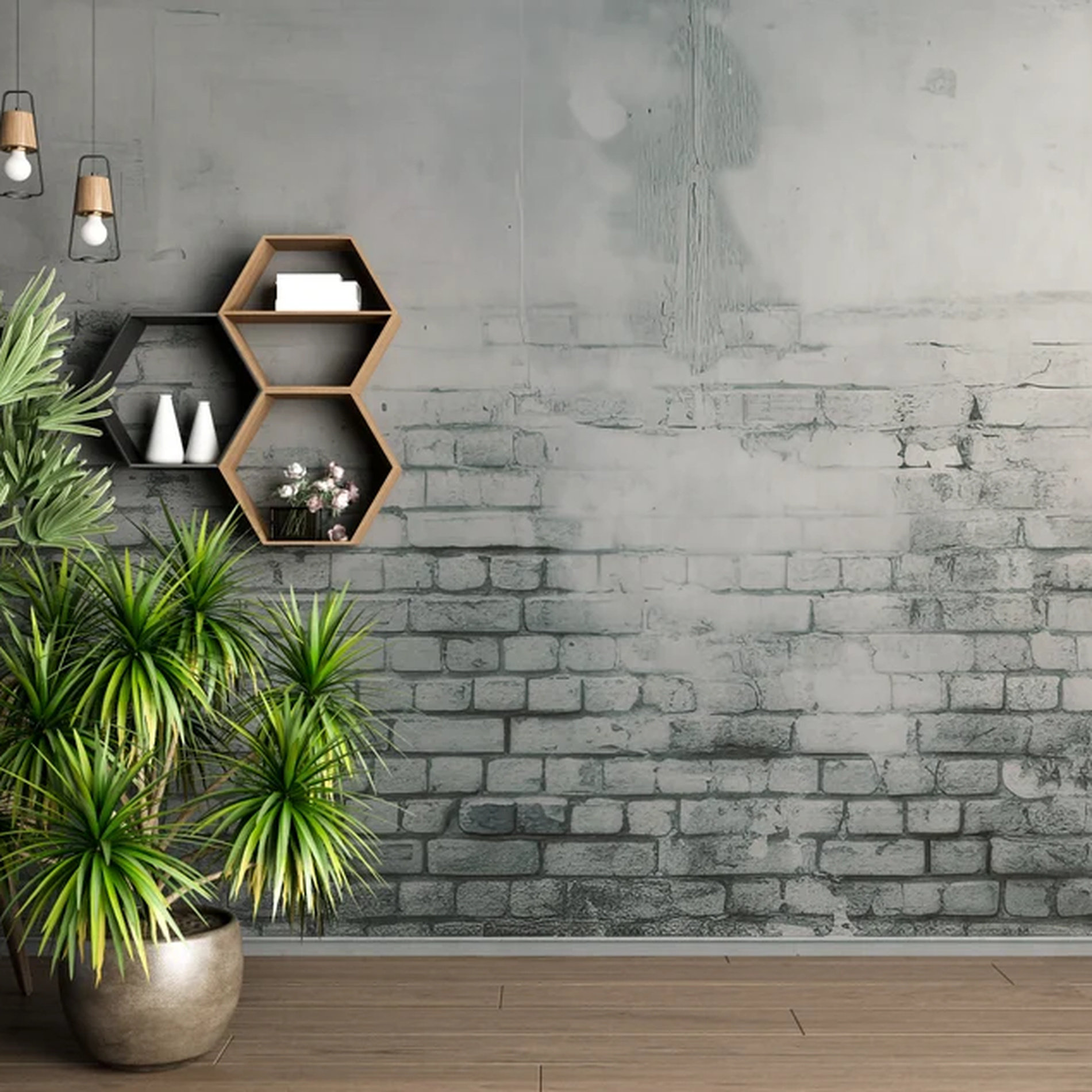 Red Barrel Studio® Modern Industrial Brick Wall Mural, Distressed ...
