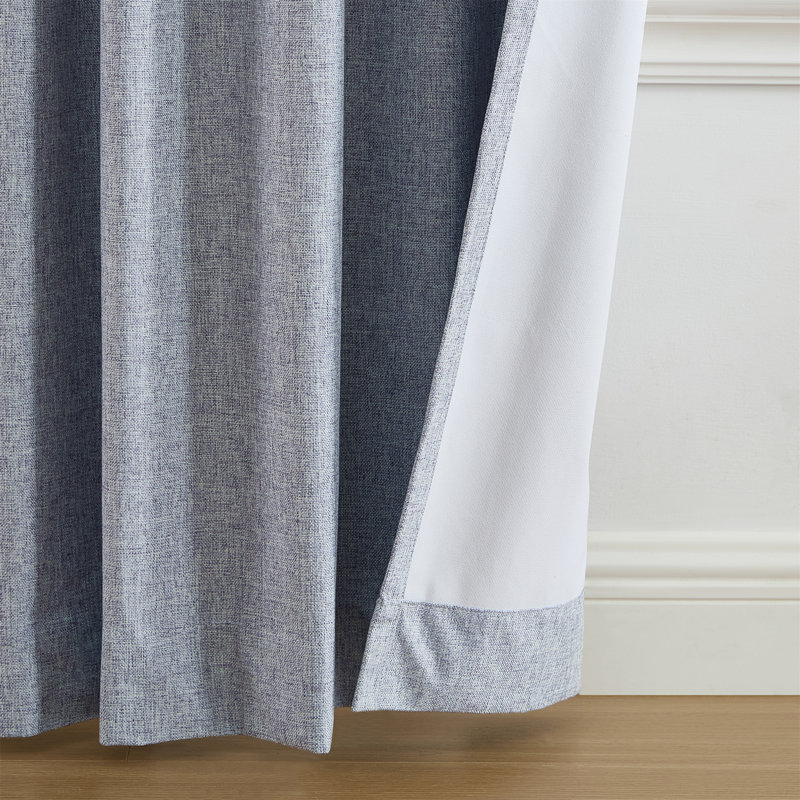 Bigelow Max-Blackout Solid Texture Window Curtain Panel, Blue, 52" W x 95" L