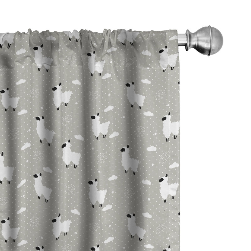 Sheep Polka Dots Semi-Sheer Rod Pocket Curtain Panels, 28" x 63"
