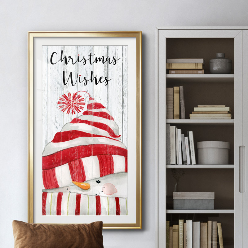 «Snowman Wishes - Cadre photo», impression, H 14,5 po x l 26,5 po x P 1,5 po, Papier encadré doré