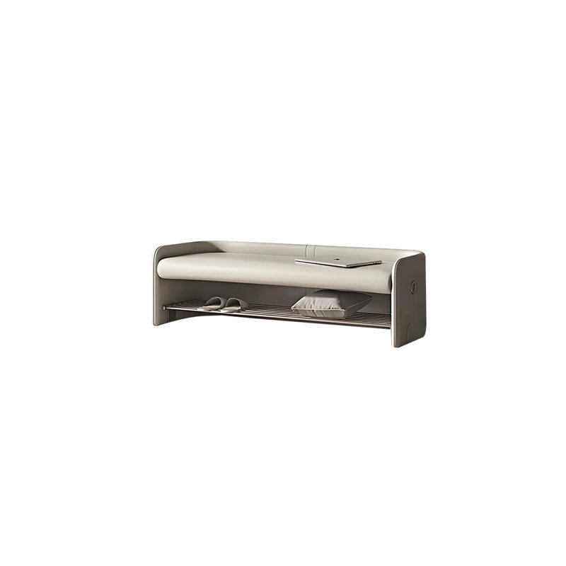 Banc de rangement rembourré en cuir Jimeniz, Gris