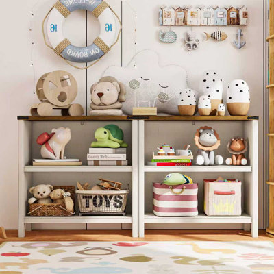 30" Tall 2-tier Floor Bookcase With Adjustable Shelves (set Of 2)
