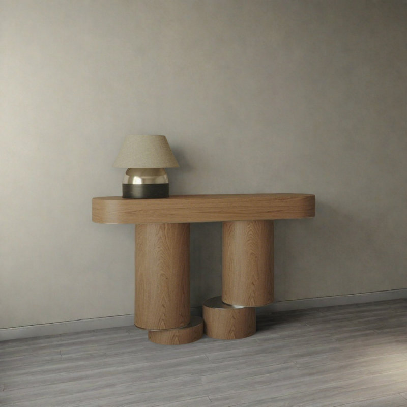 Console Modern Geometric Art, H 33,46 po x l 47,24 po x P 13,78 po, Bois naturel
