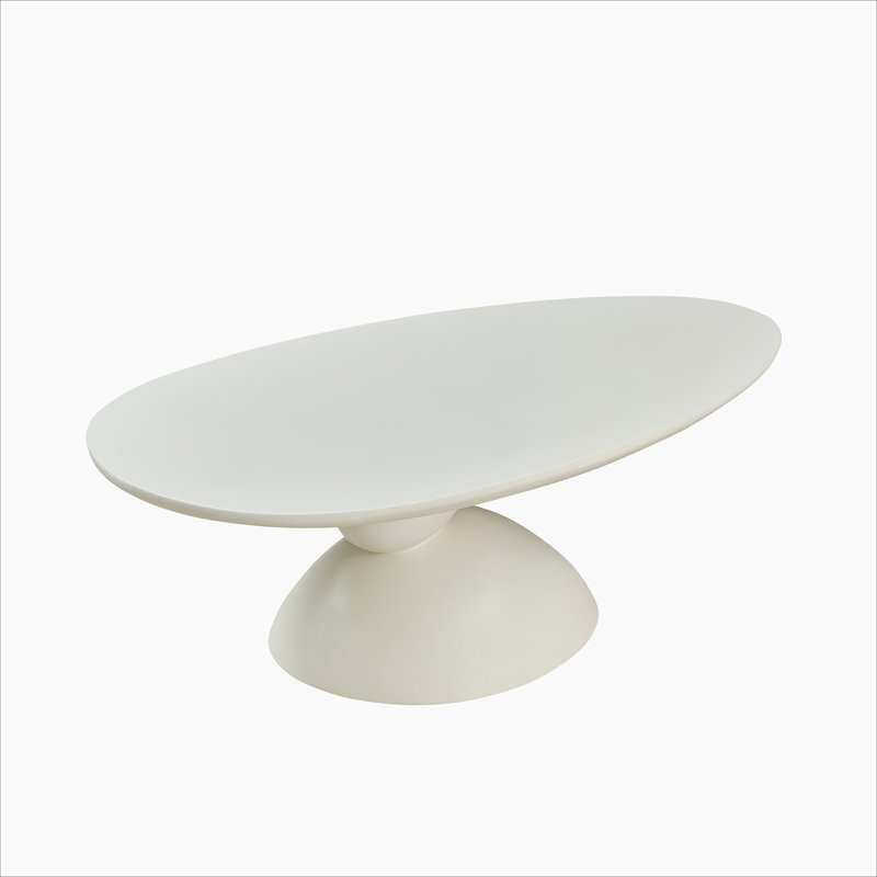 Table basse ovale, table de centre moderne, table à thé pour salon, Blanc lait