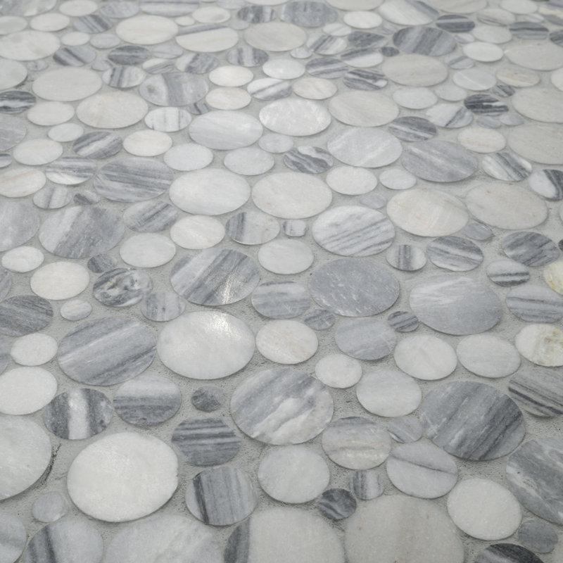 Marvella Pebble 12 in. x 12 in. Natural stone Mosaic Floor and Wall Tile, Silver Glacier