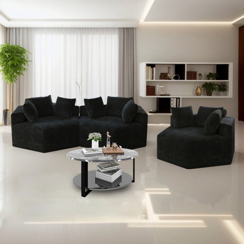 Canapé simple en chenille éponge, Chenille noir