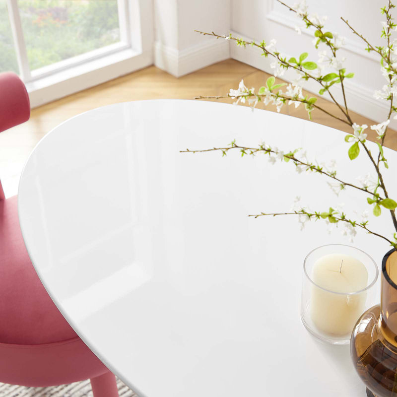 Lippa 48" Oval Wood Grain Dining Table, White, White