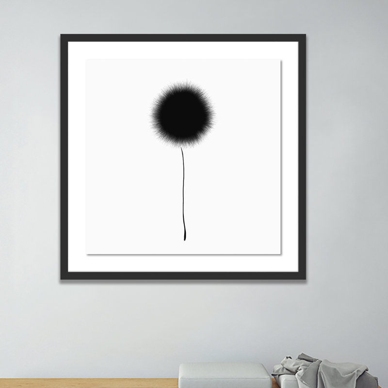 Black Dandelion Print by Aga Siguni Ciszewska, 24" H x 24" W x 1.5" D, Black