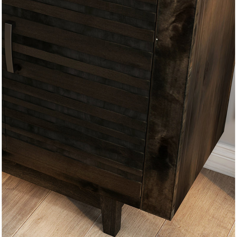 Meuble télé 62 po, gris anthracite, téléviseur jusqu'à 70 po, sans assemblage, 4 tablettes et 2 portes, aspect rustique chic 62 po avec finition gris anthracite, convient aux tablettes, moderne