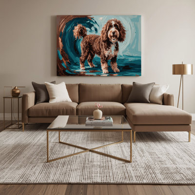 «Dogs Barbet», art mural sur toile noire