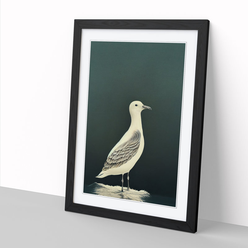 Seagull Portrait Vol.1 - Single Picture Frame Print, Black, 34cm H x 25cm W x 2cm D