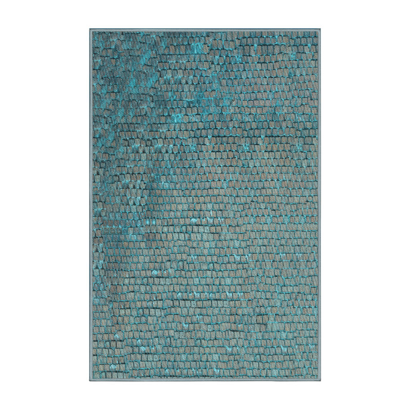 Tapis bleu tissé à la machine, Rectangle 7 pi x 9 pi