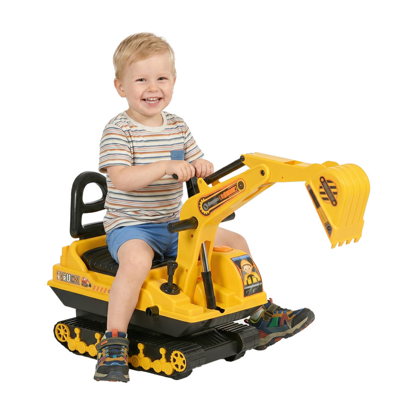 Elmhur Freeport Park Ride On Tractor Digger, Adjustable Arm & Manual Shovel, 18-48 Months