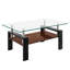 Table basse rectangulaire, plateau en verre trempé avec panneau de fibres à densité moyenne, table moderne pour le salon, verre transparent-195054442-195054441