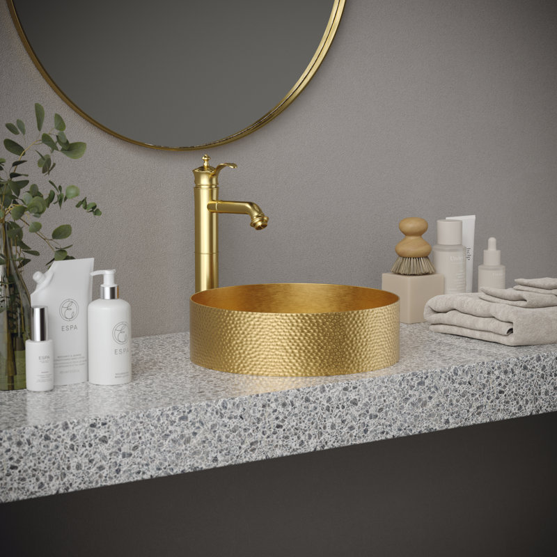 Karran Cinox 15'' Stainless Steel Circular Bathroom Sink, Gold