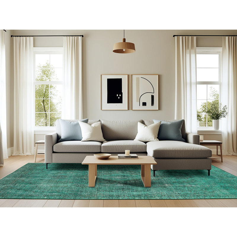 Tapis vert de style oriental, Rectangle 6 pi x 9 pi