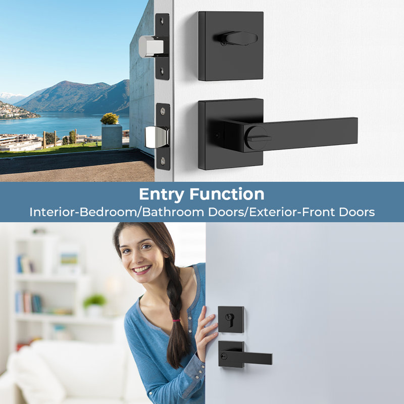 Handleset with Deadbolt and Door Lever Handle and Rosette