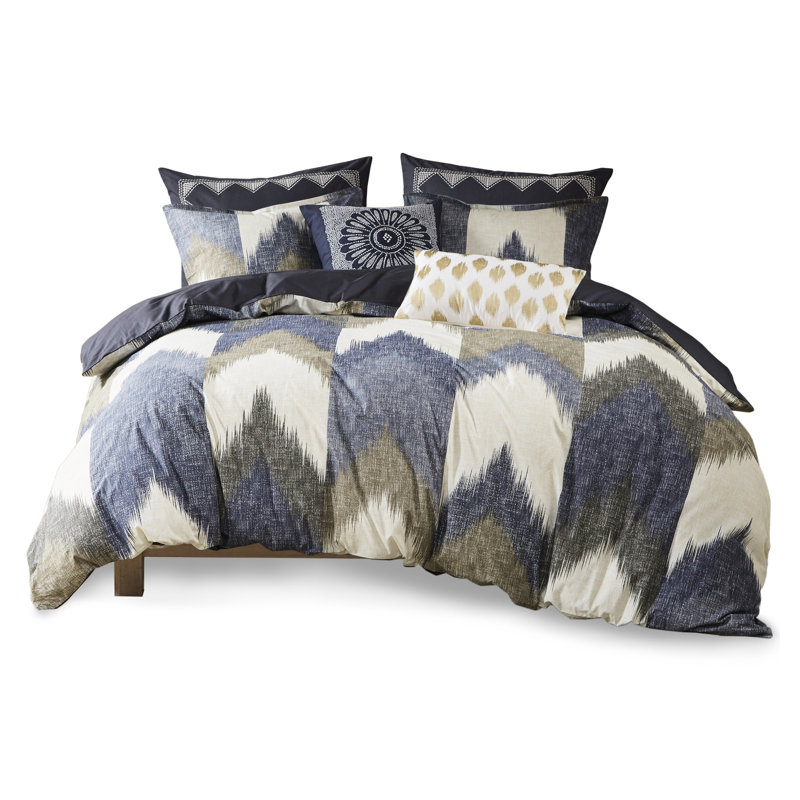 King/ King Duvet Cover - Printed Cotton With Fashionable Mini Print And Fresh Look, Blue