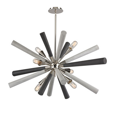 Lustre à 6 lumières de 44 po de largeur Solara - nickel poli