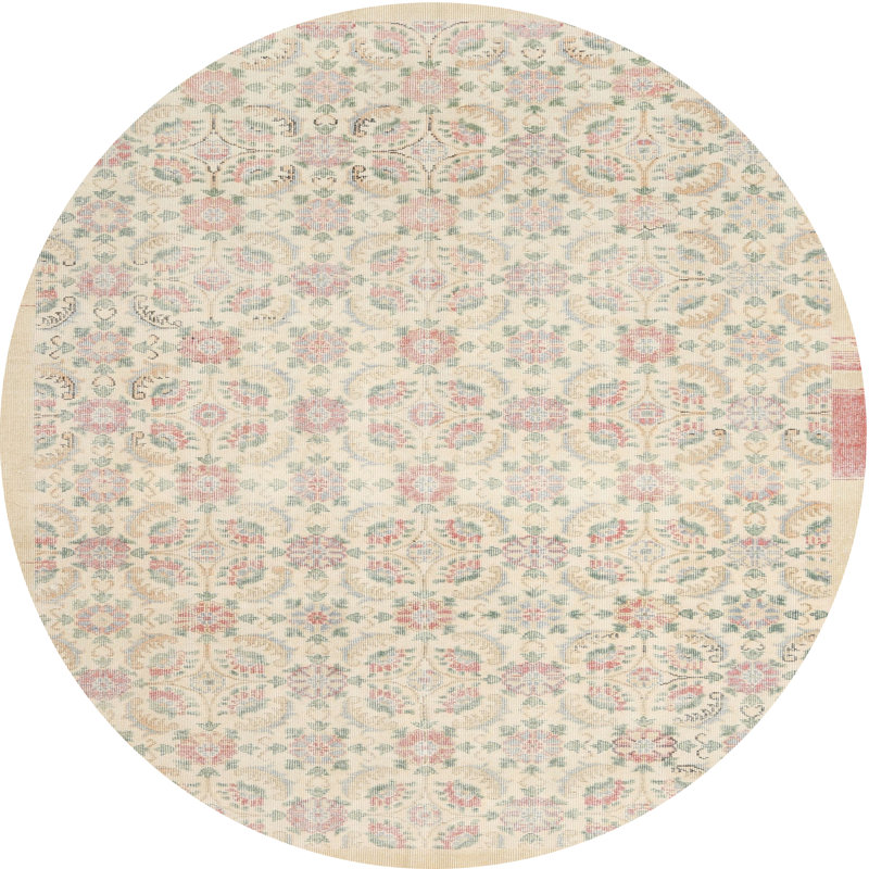 Tapis contemporain gris, Rond 8 pi x 8 pi