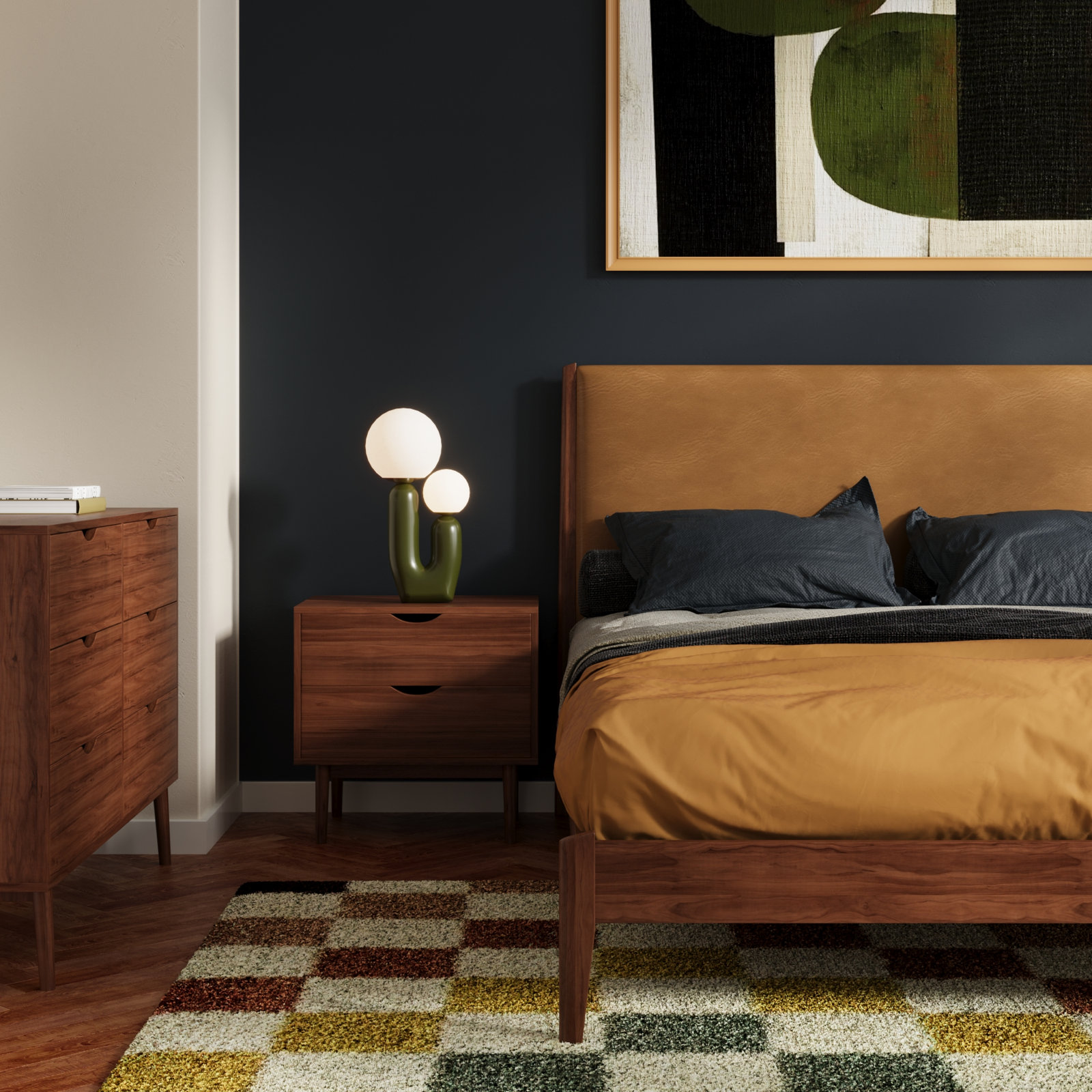 Indra Oak Nightstand, Walnut