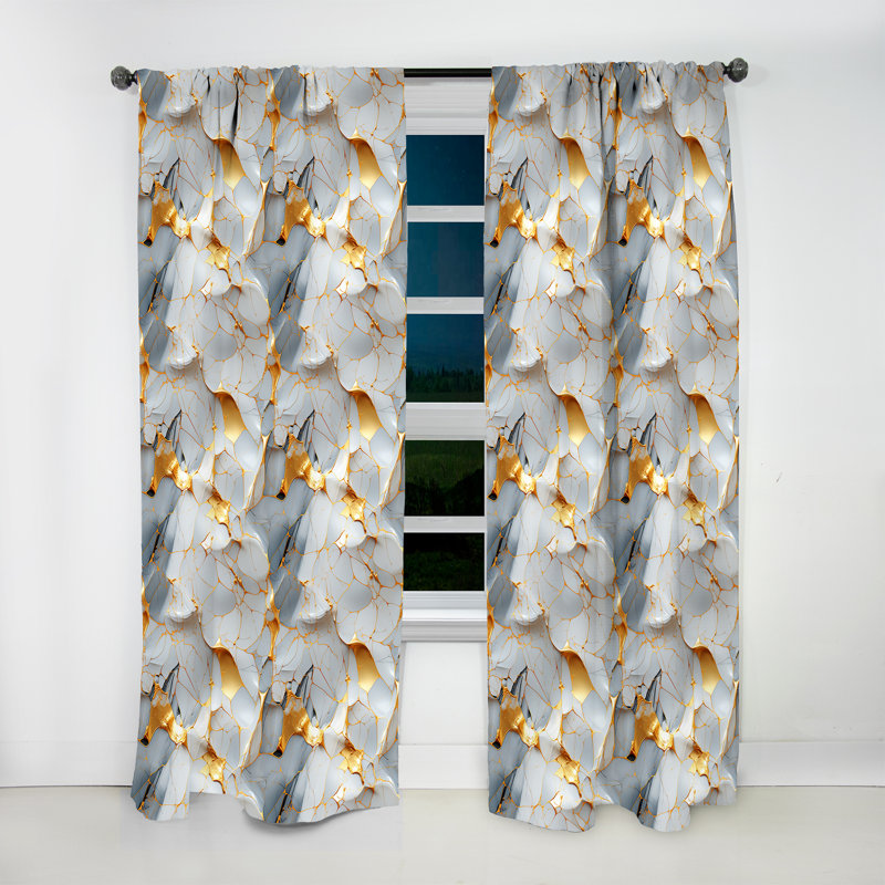 Gilded Gold And White Luxe Marble Opulence - Abstract Marble Velvet Curtain - 1 Panel, 52" W x 84" L