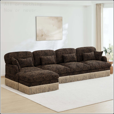Leopard Print Chenille Sectional Sofa