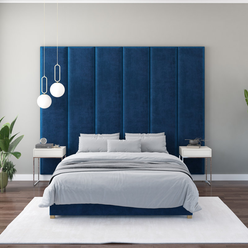 Natalia 45cm x 210cm Upholstered Wall Paneling, Navy