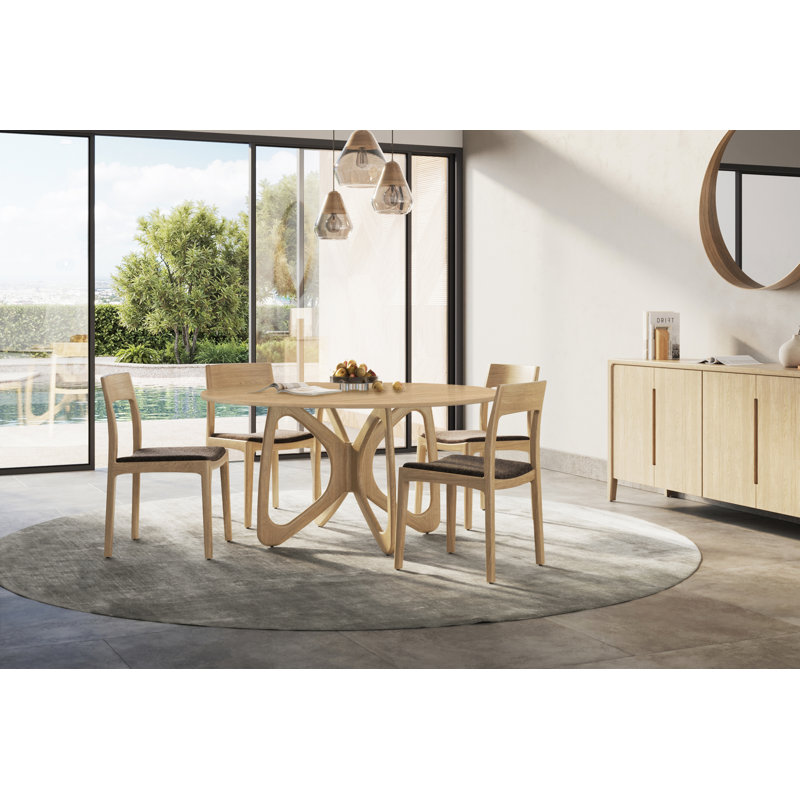 Lisse Solid Wood Dining Chair, Natural Walnut