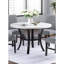 Table de salle à manger ronde avec plateau inférieur ouvert, plateau blanc, pieds noirs, look moderne, sièges 4 et table de base en bois d'hévéa