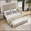 Structure de lit plateforme robuste avec tête de lit haute, aucun sommier nécessaire pour un sommeil confortable.-500114491-500114485