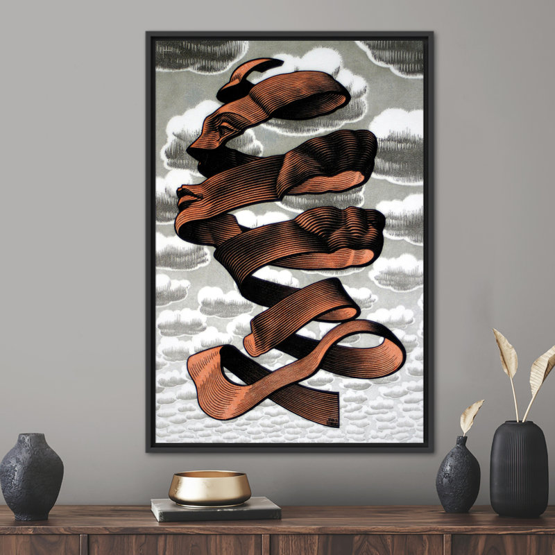 MC Escher's Rind, abstrait, visage humain, affiche sur toile 3D - décoration murale moderne, Noir, noir, noir, noir