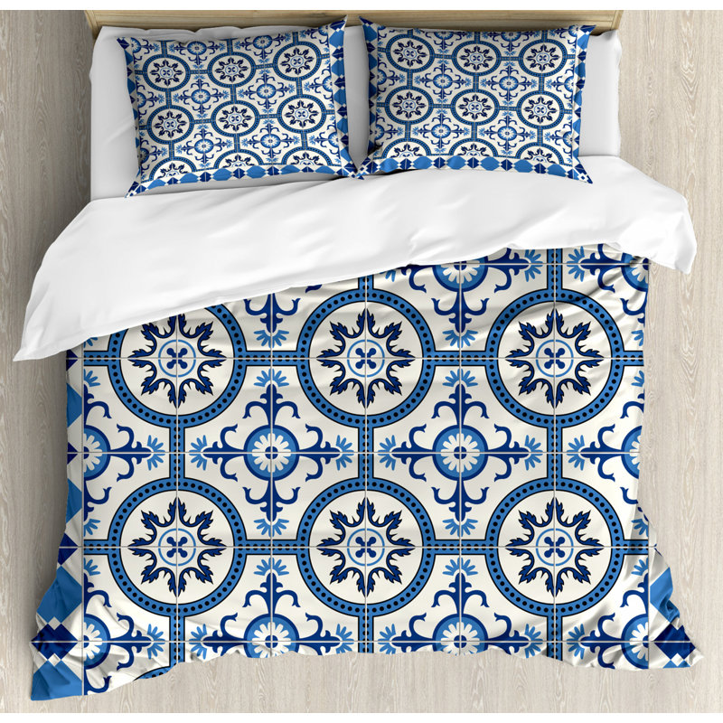Eclectic Polyester Geometric Shapes Duvet Cover, King Duvet Cover + 2 King Shams