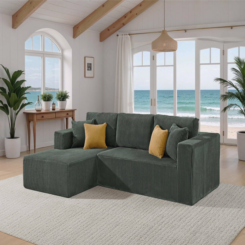 Canapé modulaire rembourré en velours côtelé
