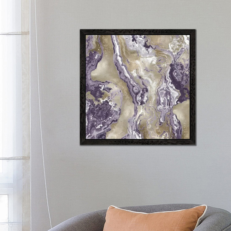 Onyx Amethyst by Danielle Carson - Floater Frame Painting on Canvas, Black, 93.98 cm H x 93.98 cm W
