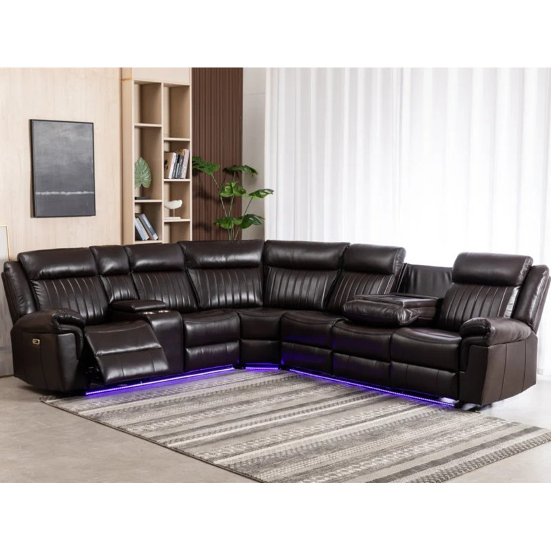 Canapé modulaire en cuir 3 pièces Arvard, Similicuir brun