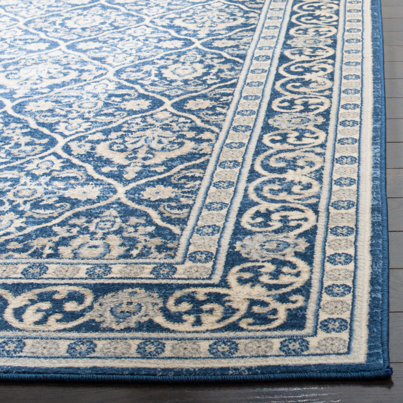 Tapis bleu marine / gris clair Llana, Rectangle 9 pi x 12 pi