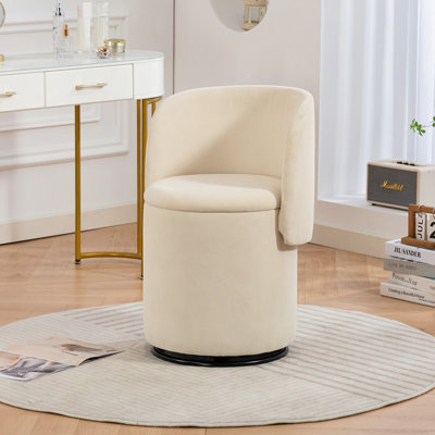 Chaise décorative avec rangement, meuble-lavabo rotatif à 360 ° et chaise de salle à manger, siège rembourré doux, tabouret de lit pour chat gratuit inclus, idéal pour la chambre à coucher, le vestiaire et le salon.